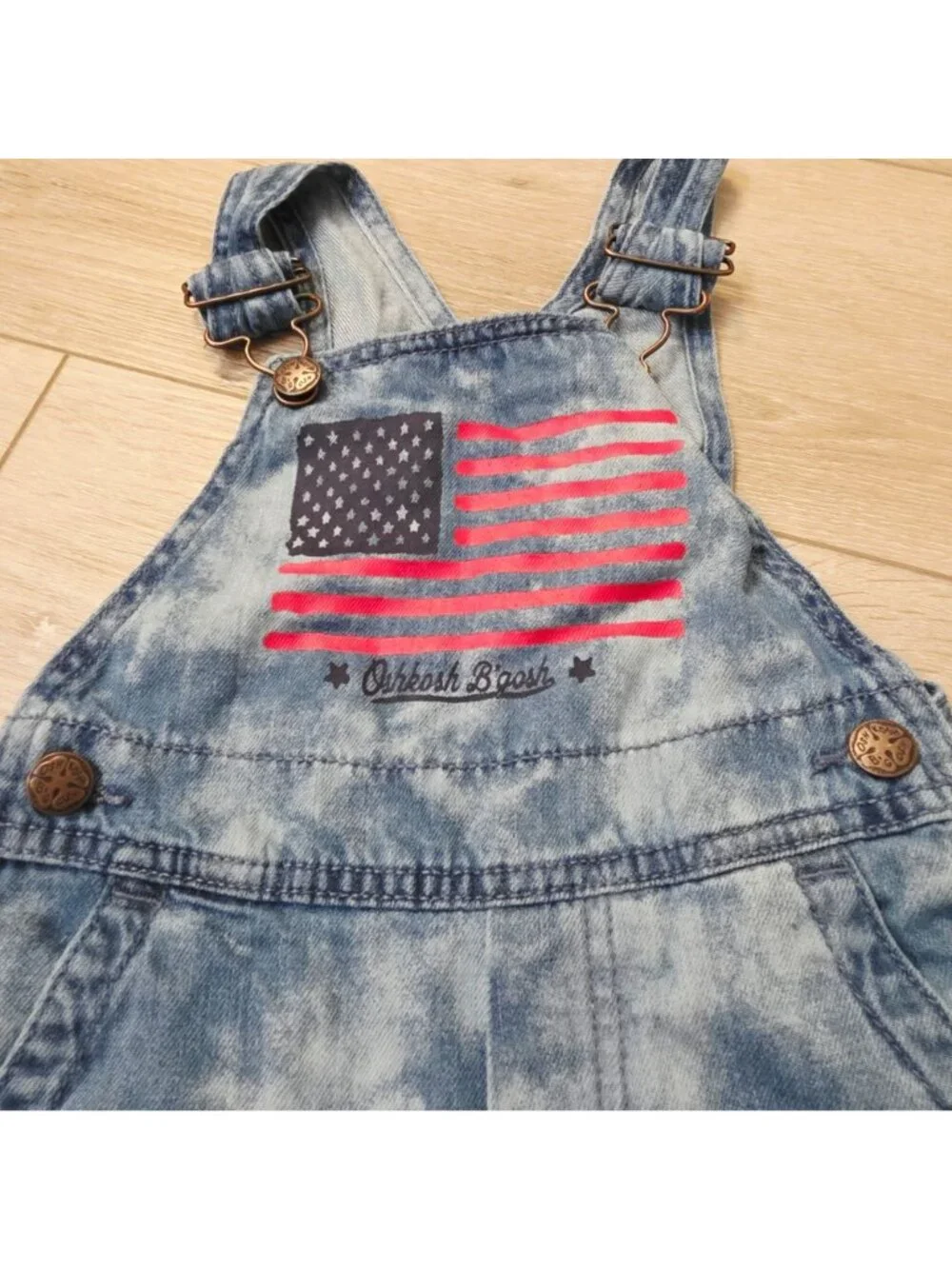 Osh Kosh B'Gosh Overalls Dungarees Shorts 2T American Flag Tie Dye Jeans Denim